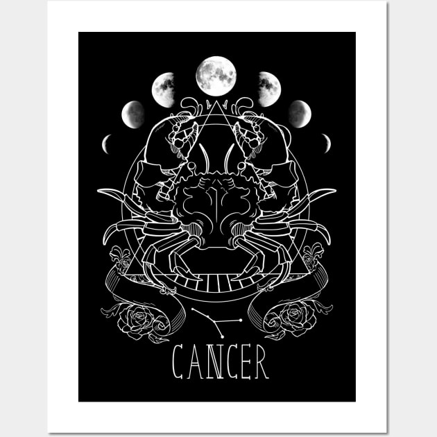 Zodiac Cancer - Black Wall Art by TheSaltyBuns